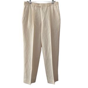 Zanetti Italy Pants Mens 50/34 Manilla White 100% Pura Lana Vergine